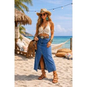 MADEWELL Denim Midi Skirt